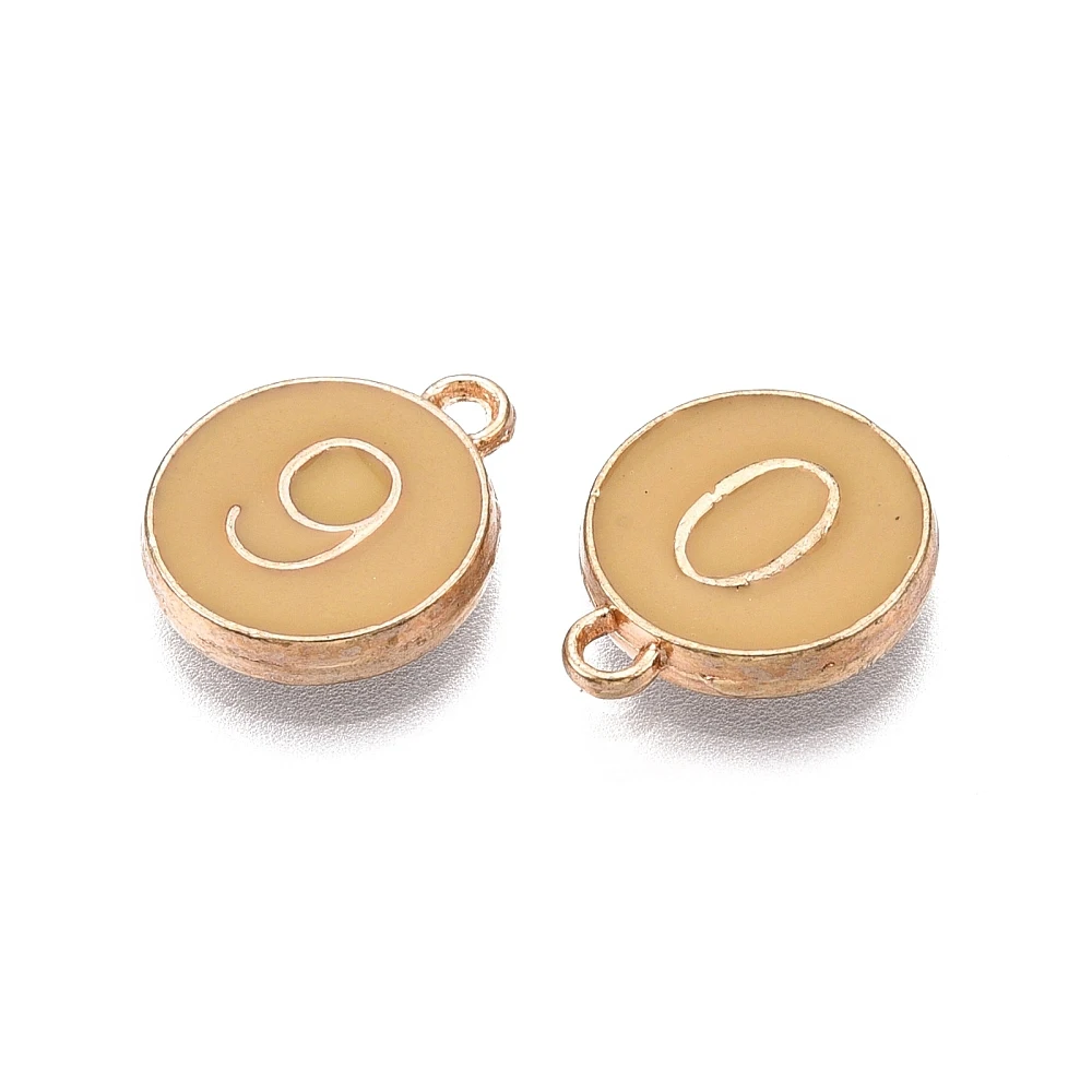1 SetAlloy Enamel Number Charms Enamelled Sequins Pendant Charm White Flat Round with Number Jewelry Findings for Necklace