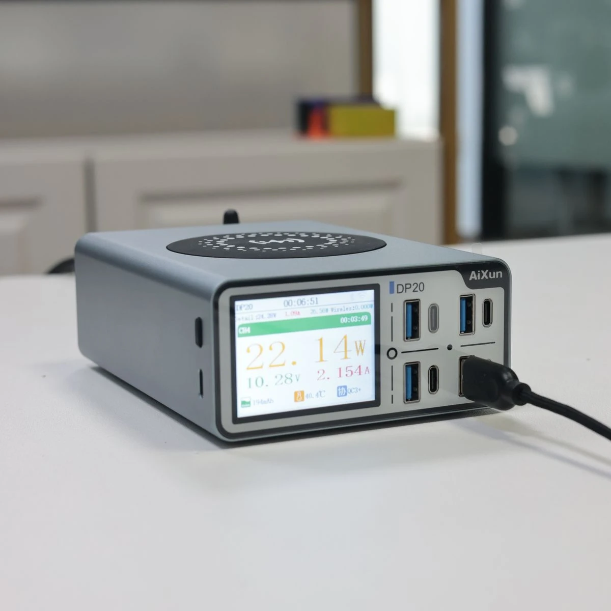شاحن ذكي Aixun DP20 بقدرة 200 وات - شاشة 15 وات لاسلكية 2.4 بوصة عالية الدقة وشحن سريع متعدد المنافذ لهاتف IPhone/Android PD/QC WiFi/Bluetooth #2
