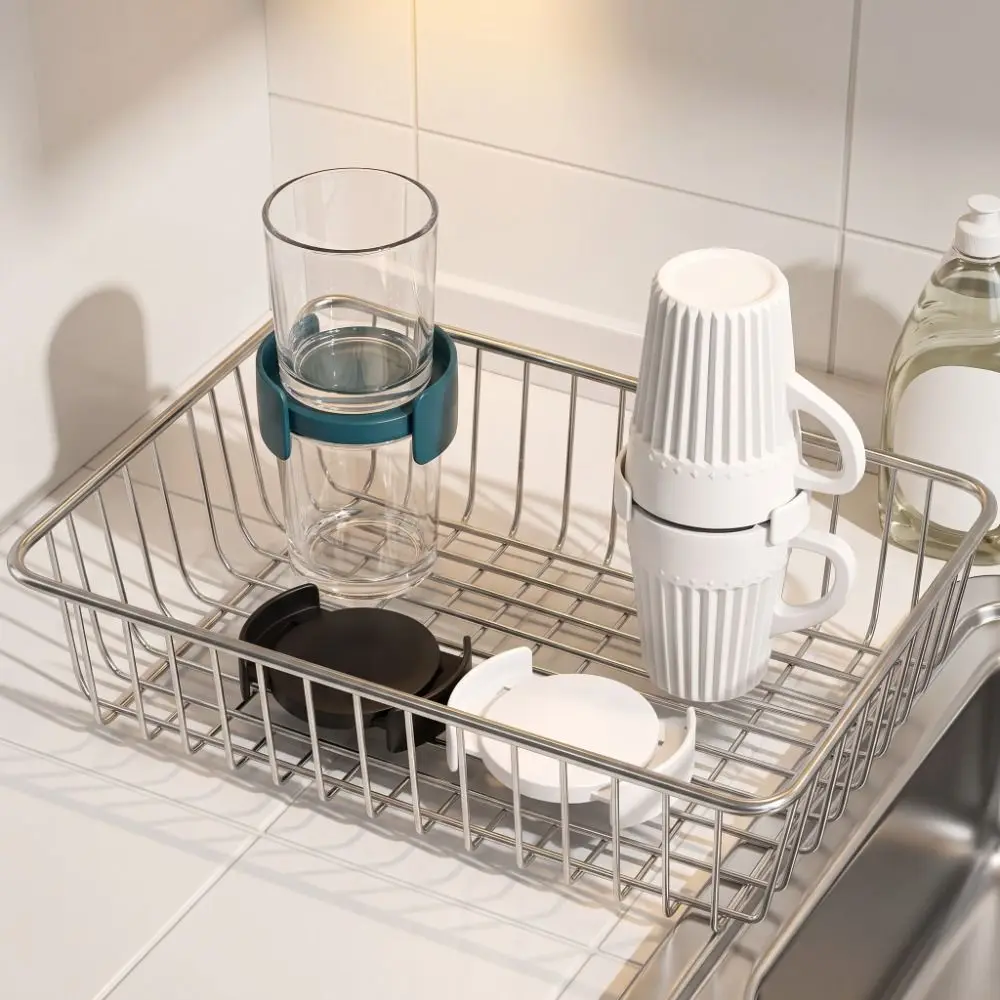 6Pcs Adjustable Cup Holder Expandable Stackable Cup Organizer Space Saving Retractable Drinkware Storage Rack Kitchen Cabinet