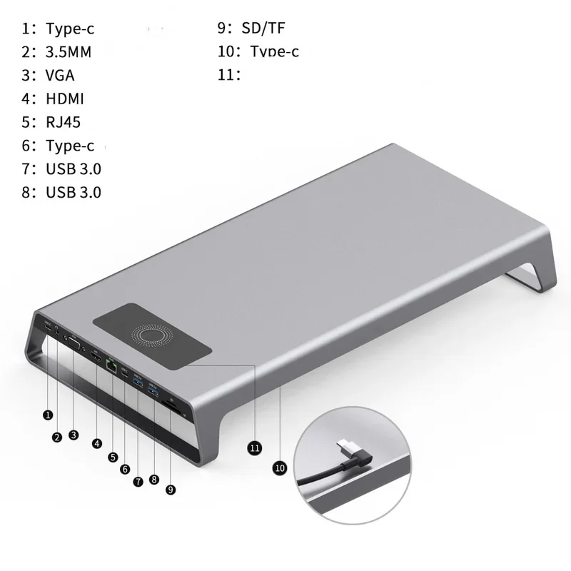 Imagem -02 - Befon Monitor Suporte de Mesa Riser Usb3.0 Transferência de Dados de Carregamento sem Fio Teclado Mouse Armazenamento