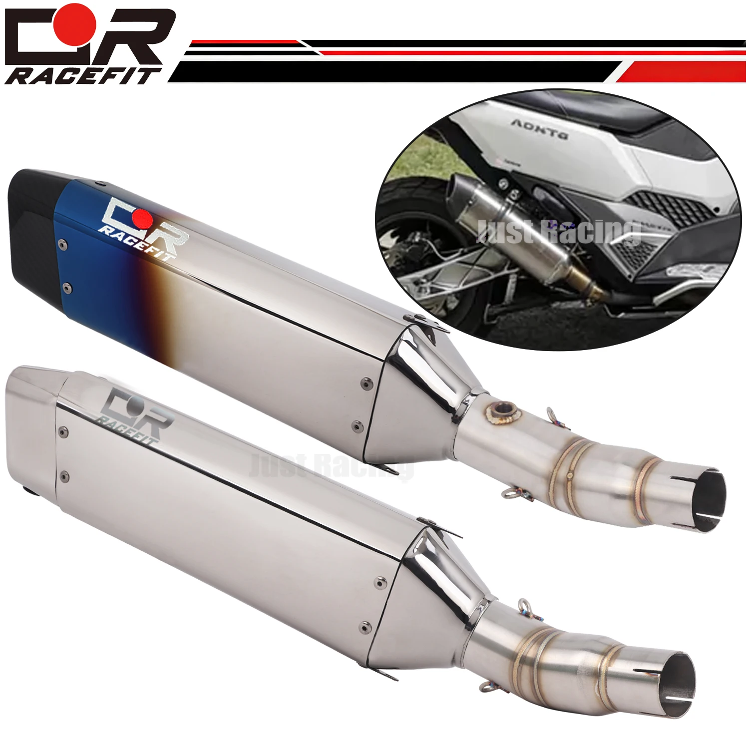 

Motorcycle Exhaust Mid Link Muffler Pipe 51mm Connect Tube For SYM ADXTG400 adxtg 400