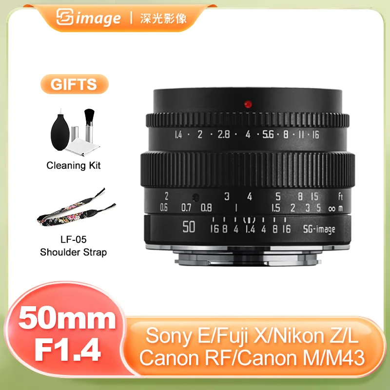 

SG Image 50mm F1.4 Large Aperture Manual Prime Lens for Sony E Nikon Z Canon R Canon EOS M Fuji X M43 Sigma L A7C ZFC a6400 xt5