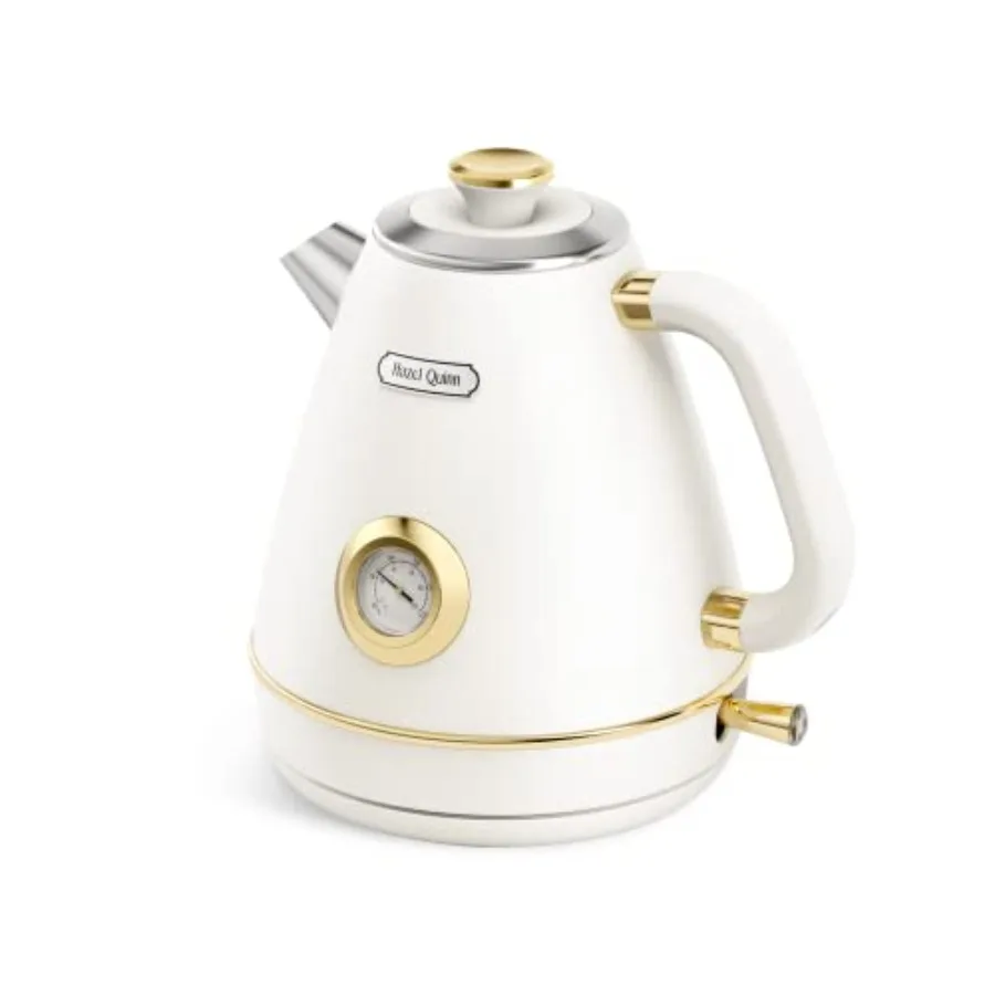 

Retro Electric Kettle 1.7 Liters 57.5 Ounces with Thermometer All Stainless Steel 1200 Watts Fast Boiling BPA-free Cordless Aut