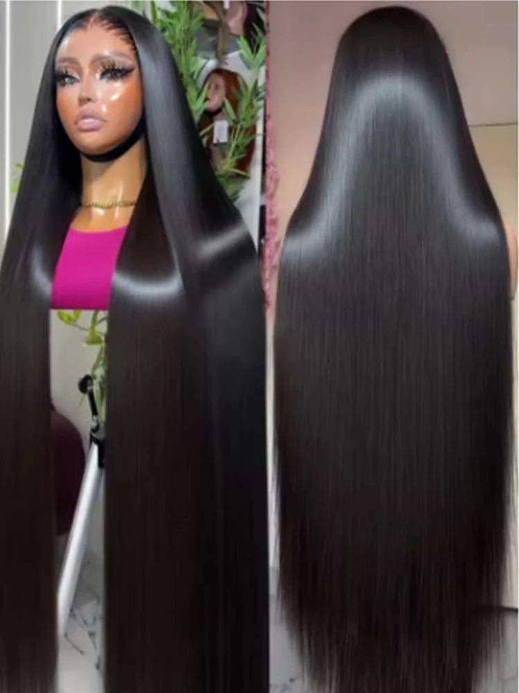 

42Inch 250% Density 13x4 Brazilian Human Hair Wig Glueless Lace Front with Bone straight hd lace wig 13x6 human hair glueless