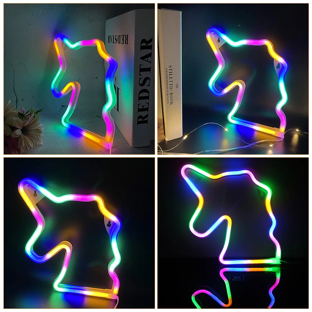 

Rainbow Neon Light Unicorn Shaped LED Strip Decorative Lamp for Home Party Wall Bedroom Living Room Study Office Gentle Glow