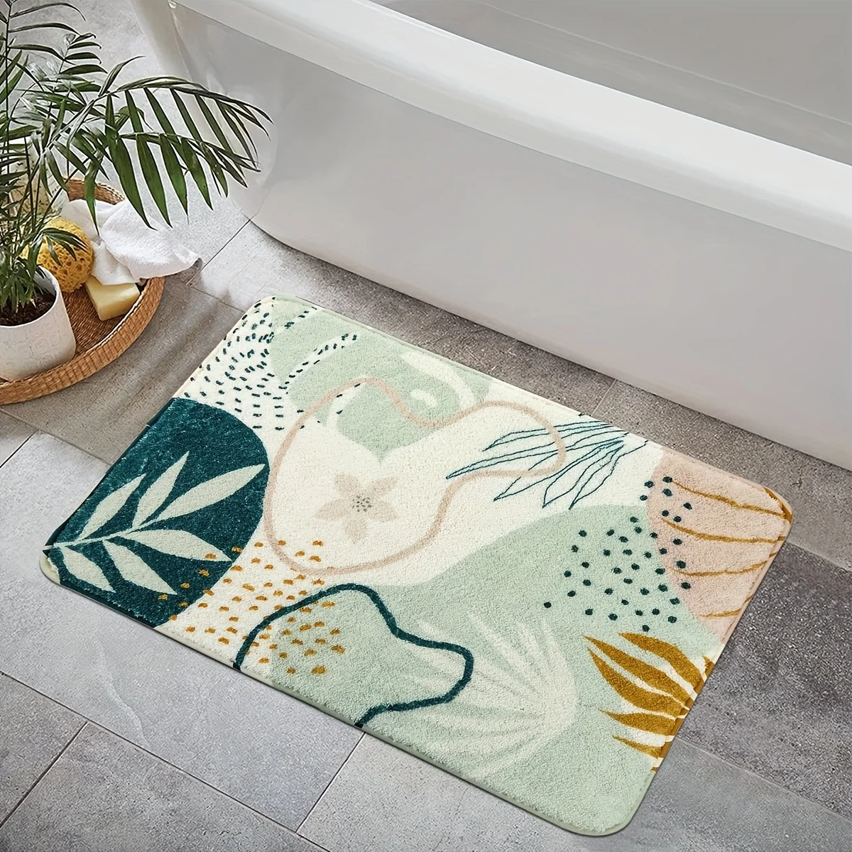 New Imitation Cashmere Bathroom Non-Slip Floor Mat, Absorbent Fast Drying Mat, Bathroom Landscape Decoration, Home Decoration