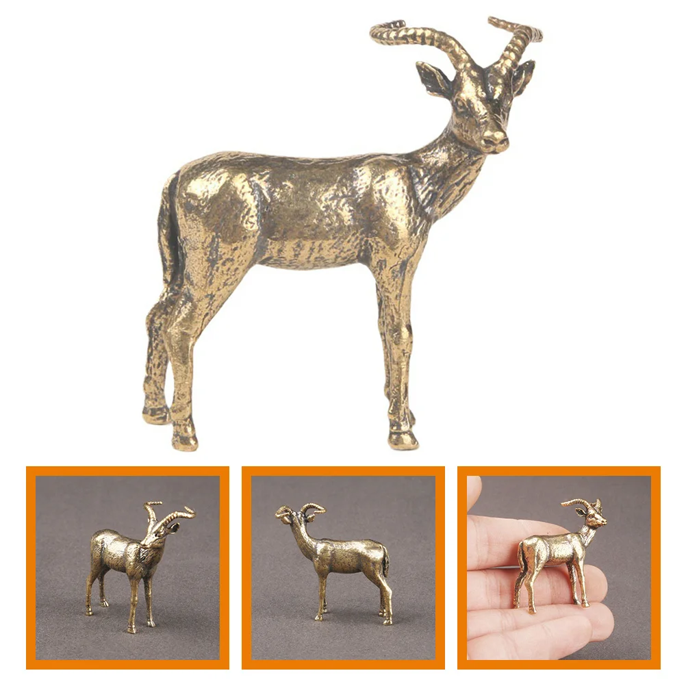 

Copper Tibetan Antelope Statue Home Decor Desktop Accessory Exquisite Vintage Animal Sculpture for Living Room Bedroom Shelf