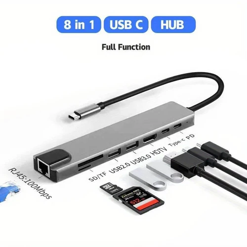 노트북 컴퓨터용 고속 충전 USB C 타입 허브, RJ45 SD/TF 카드 리더기, PD, 8 in 1, USB 3.1-4K HDMI 어댑터 