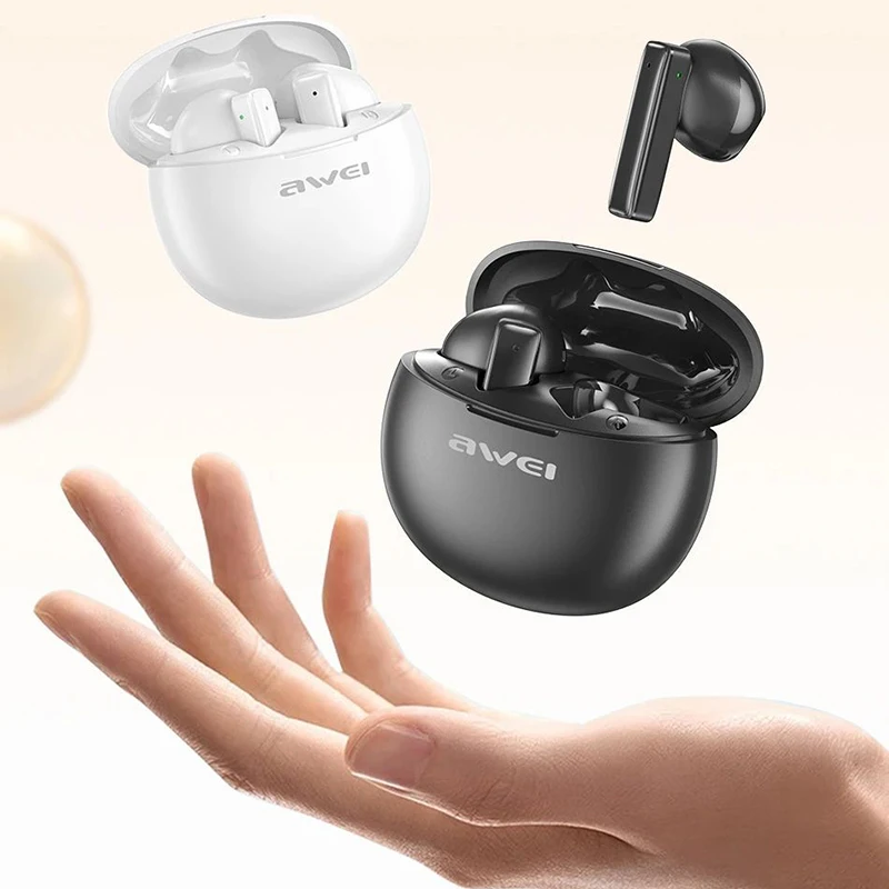 Awei-TWS Bluetooth 5.3 Fones De Ouvido Sem Fio, Controle De Toque, Headset Estéreo, Auscultadores Impermeáveis Esporte
