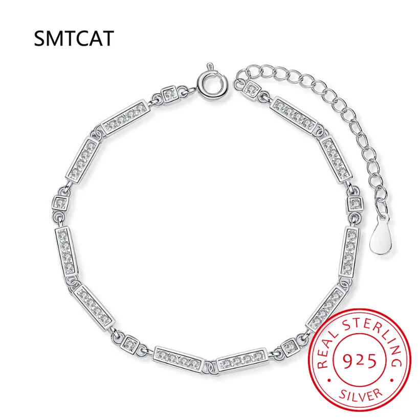 Luxury Real 925 Sterling Silver Fashion Simple Dazzling CZ Tennis Chain Bracelets For Women Wedding Fine S925 Jewelry DA1715