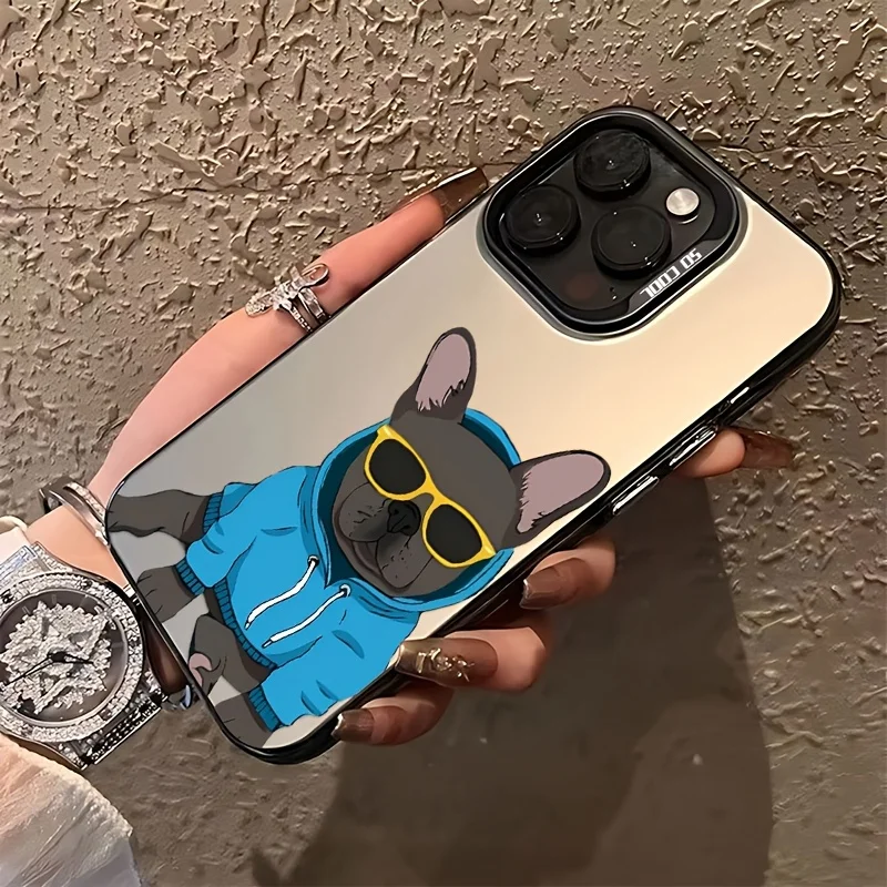 

Bulldog pattern phone case suitable for iPhone 16 15 14 13 12 11 Pro/ Max/Plus shock-proof rear cover anti-fingerprint