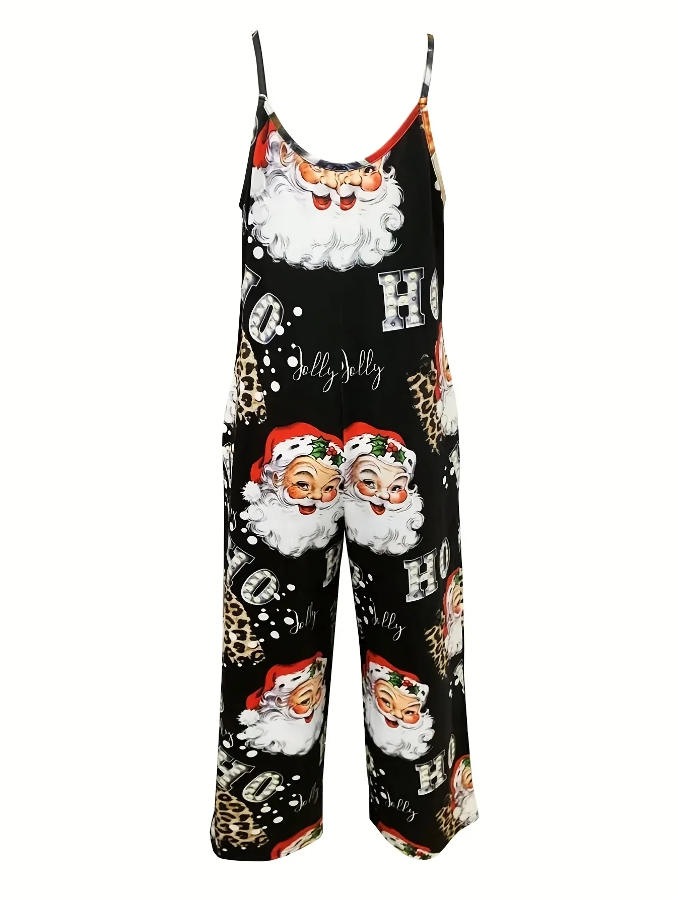 

Plus Size 1XL-5XL Women Fashion Christmas Print Jumpsuit Ladies Casual Suspender V-neck Loose Elegant Jumpsuit