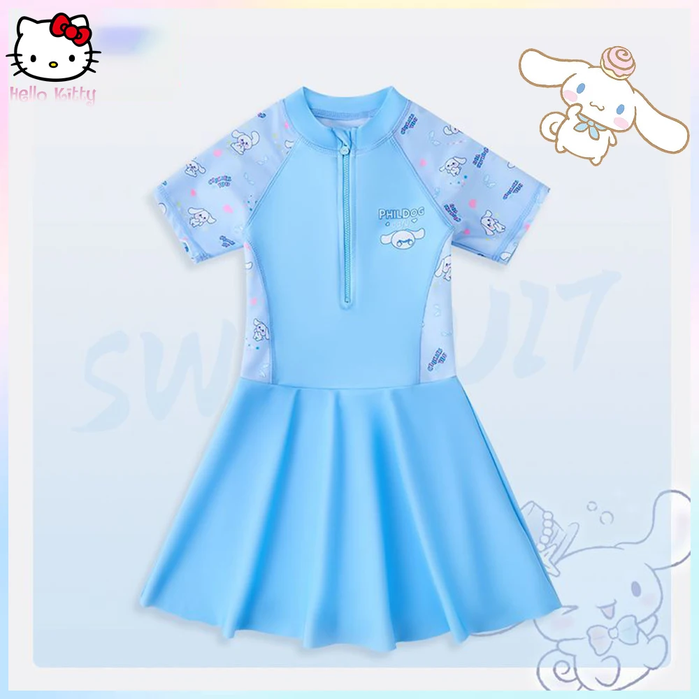 

Милый детский купальник Cinnamoroll Kuromi, аниме, мультфильм Sanrios, летний быстросохнущий солнцезащитный крем для девочек, горячий весенний купальник, пляжная одежда