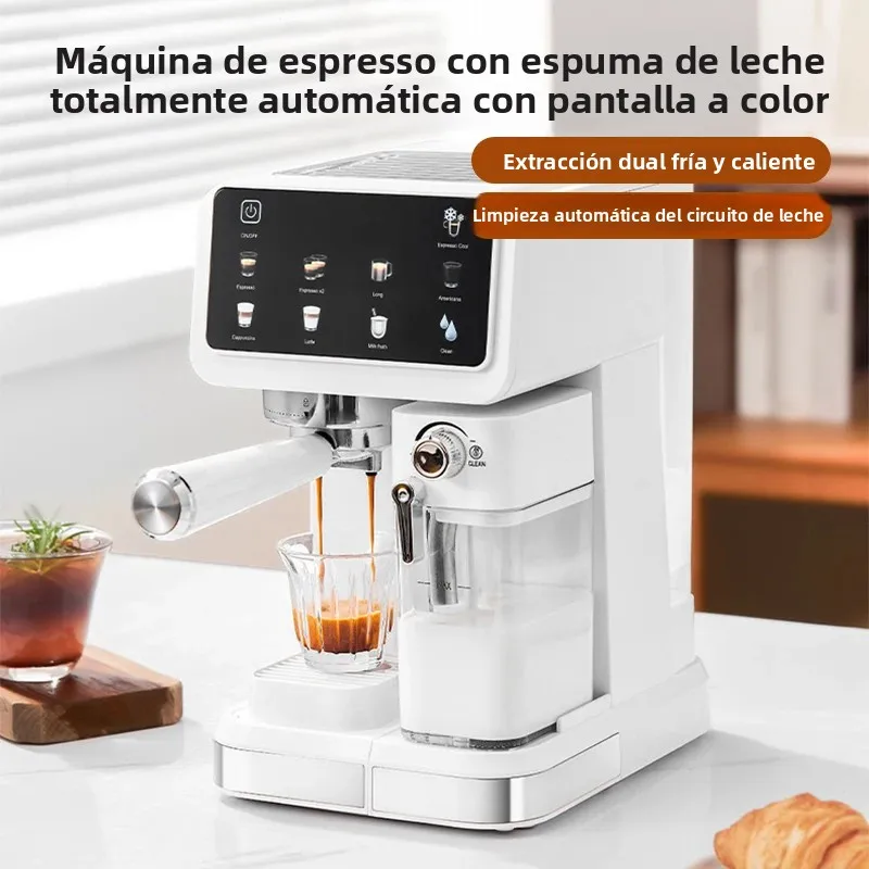 Cafetera multifuncional de lujo, funciones automáticas de espumado y limpieza de leche, extracción en frío/caliente, pantalla a color inteligente