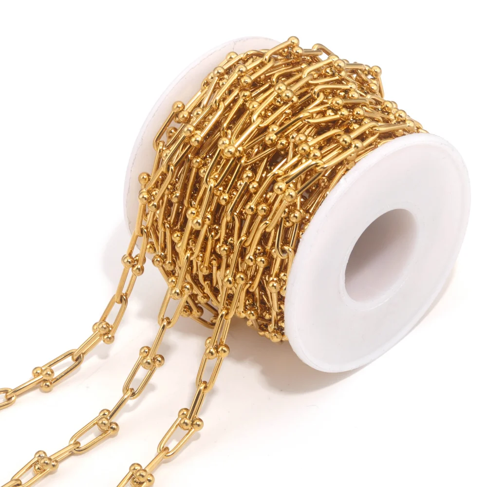 1M Stainless Steel Pvd Plated 18K Gold Chain Link Bulk Chains DIY Wallet Jewelry Necklace Making Handmade Supplies  Wholesale
