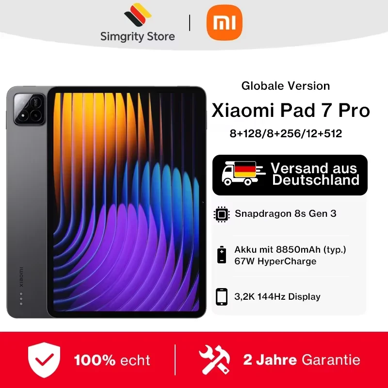 Version mondiale Xiaomi Pad 7 Pro 11,2 pouces Écran 3,2K 144 Hz Snapdragon 8s Gen3 8850 mAh Appareil photo 50 Mpx Xiaomi HyperOS 2 MI Pad 7 Pro