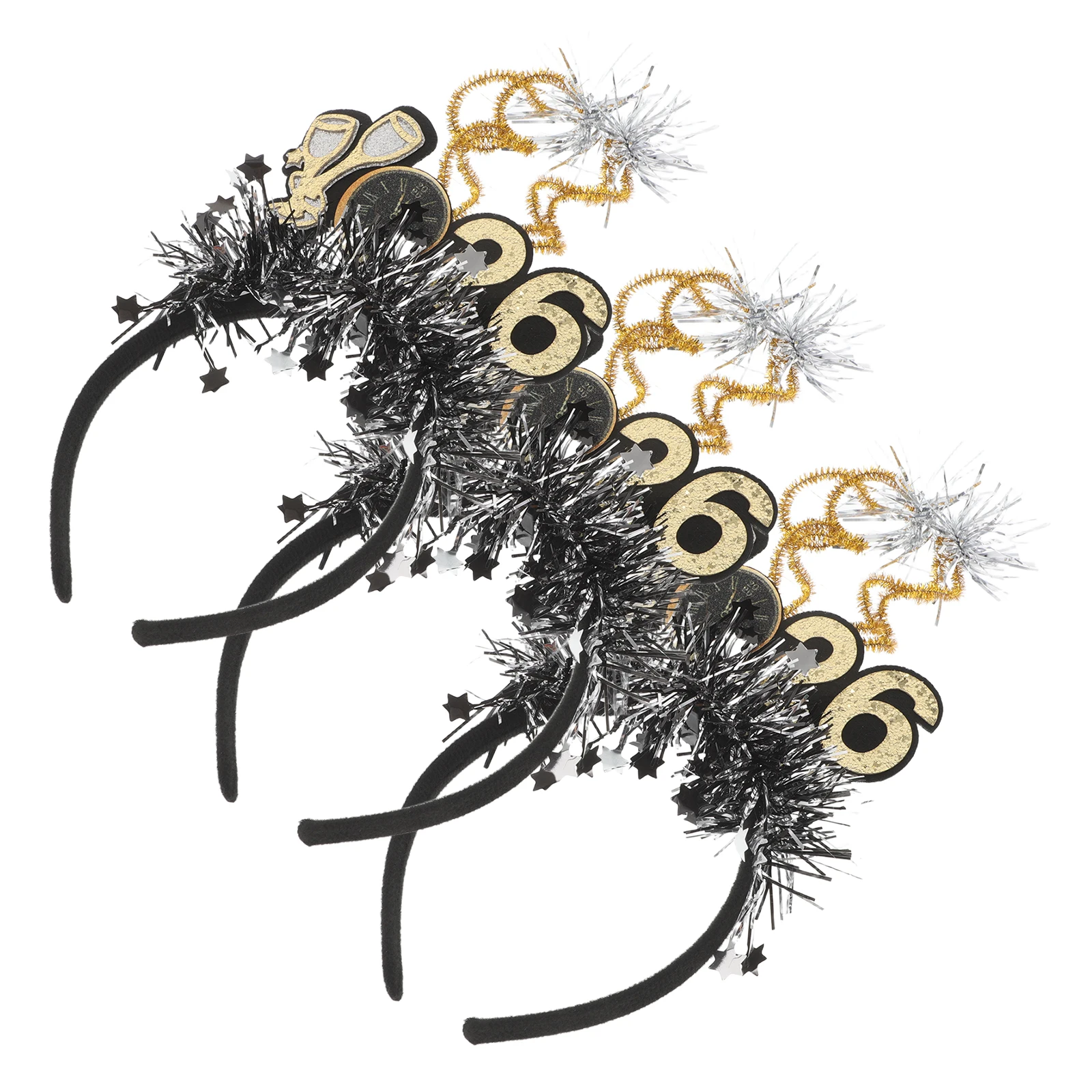 

3 Pcs New Year Party Headwear Years Accessories Women Issue Card Black Hairpin Miss