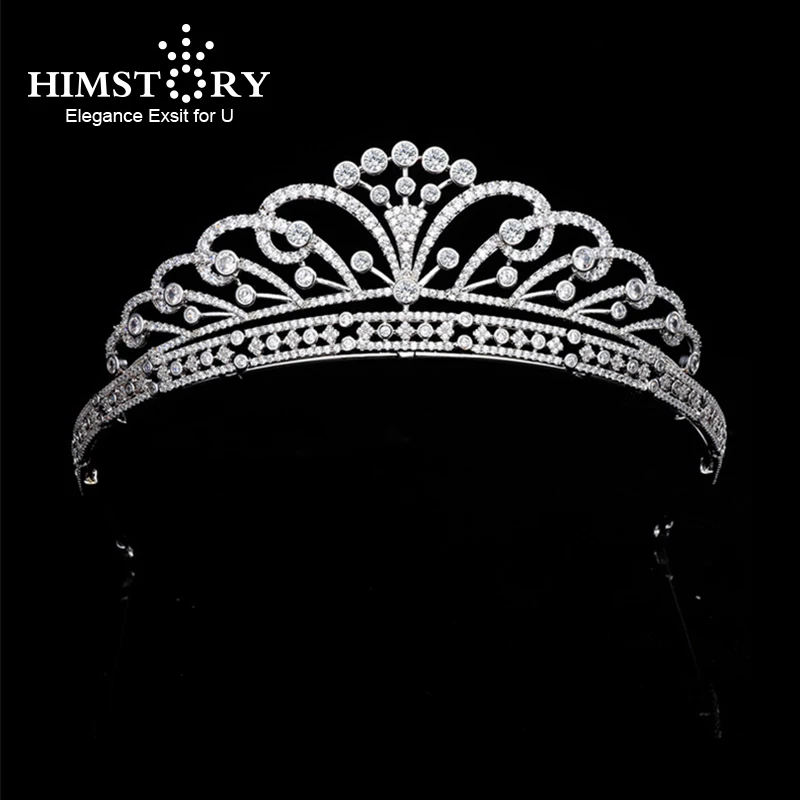 Himstory-Tiara de circonita cúbica de lujo para mujer, diadema nupcial, corona de boda, accesorios para el cabello, Princesa, evento, fiesta, joyería CZ