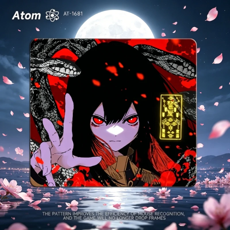 ATOM Photovoltaic Tempered Glass Mouse Pad Custom Anime Table Mats Smoothly Game Mouse Pad for Mechanical Keyboard Accessories