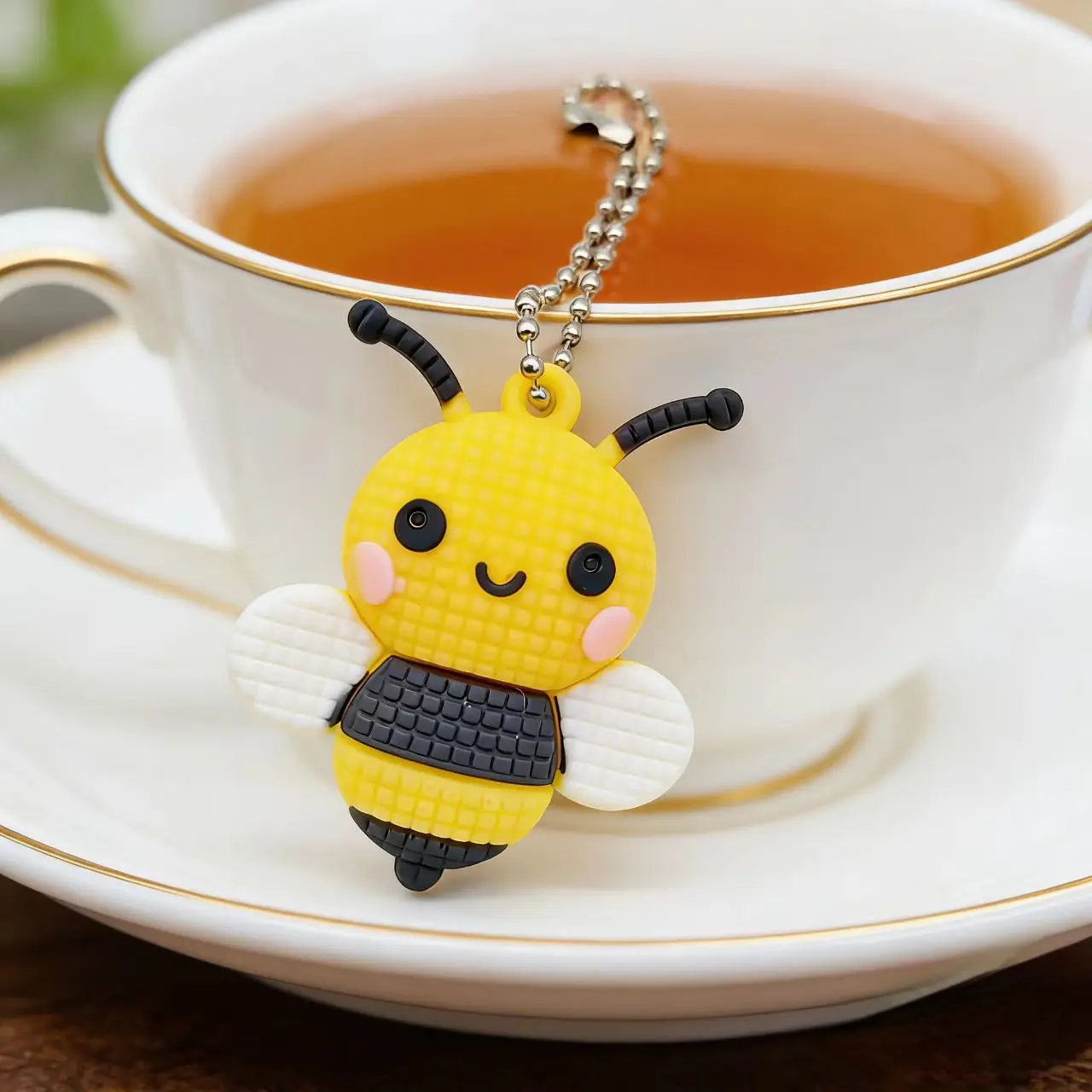Cartoon Bee Keychain Creative Pvc Animal Knitted Pattern Key Chain Children\'s Backpack Decoration Pendant