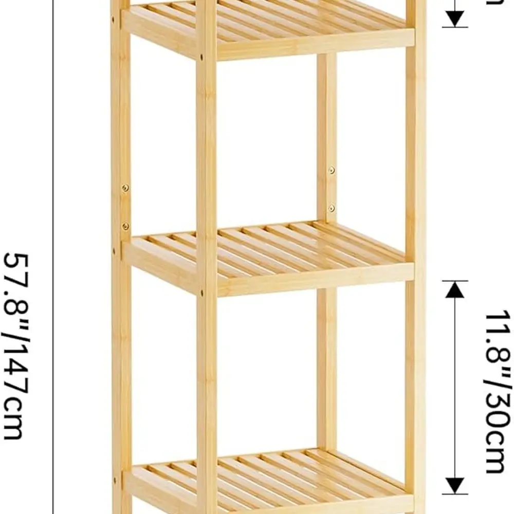 5段竹製収納棚オーガナイザー、多目的ラック、家庭用リビングルーム、寝室、キッチン用（ナチュラル）