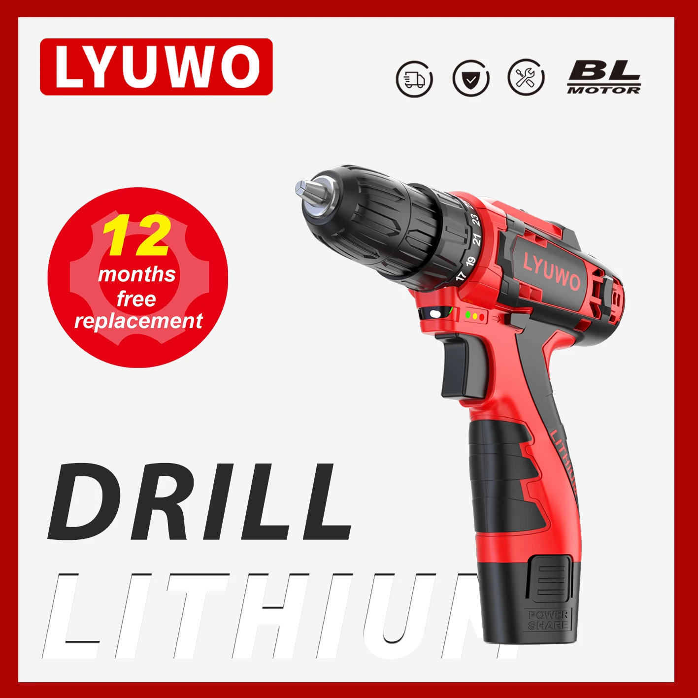 

12V Electric Screwdriver Cordless Drill Mini Wireless Power Driver DC Lithium-Ion Battery 3/8-Inch 2-Speed