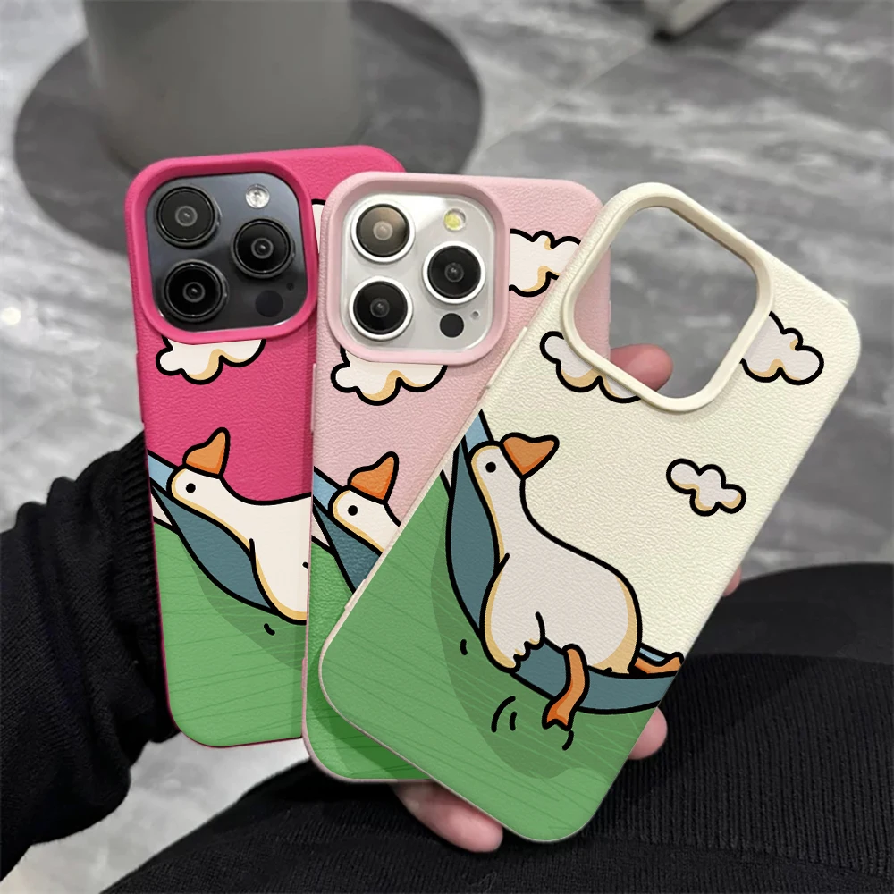 Flachliegende Weiße Enten-Handyhülle für iPhone 17 16 15 14 13 12 Pro Max 16 15 14 Plus 17 16 15 14 Pro 17Air Silikon-Matt-Cover – Detail 4