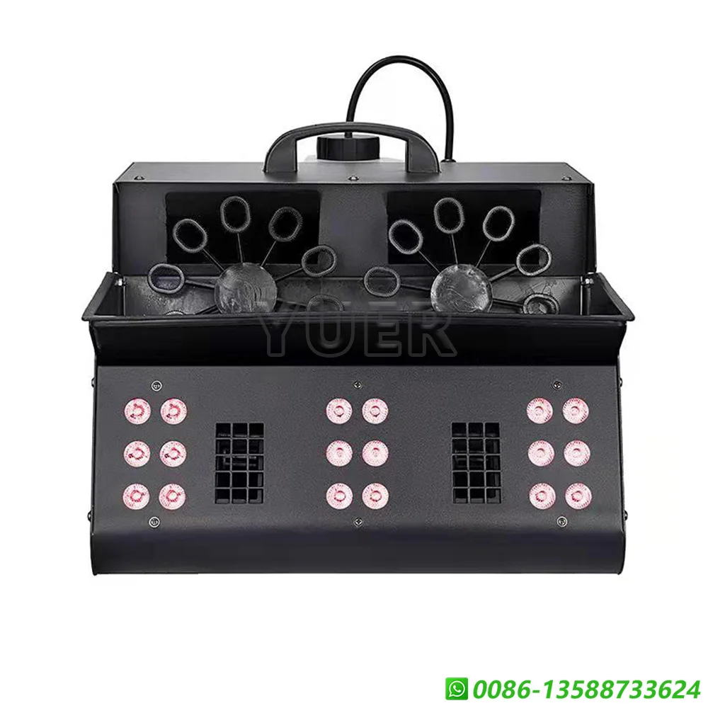 Yuer DMX512 2in1 LED เครื่องเป่าฟองควันควบคุมด้วยรีโมตไฟ LED RGB สำหรับปาร์ตี้งานแต่งงานไฟตัดหมอกเวทีอุปกรณ์สำหรับคอนเสิร์ตดีเจดิสโก้