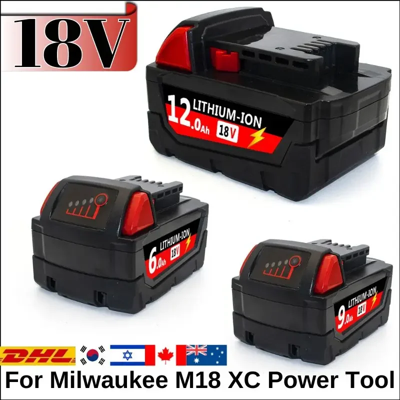 

18V for Milwaukee M18 Battery M18B6 XC Li-Ion 48-11-1860 48-11-1852 Or Charger 48-11-1850 48-11-1840 Cordless Power Tools