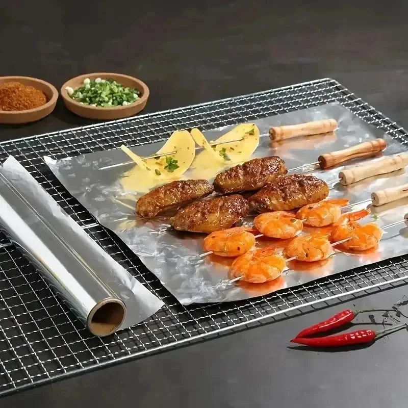 Disposable Aluminum Foil, Non-Stick BBQ Wrapping Paper, Oven Safe Kitchen Oil-Proof Tool for Baking and Grilling,Various Lengths