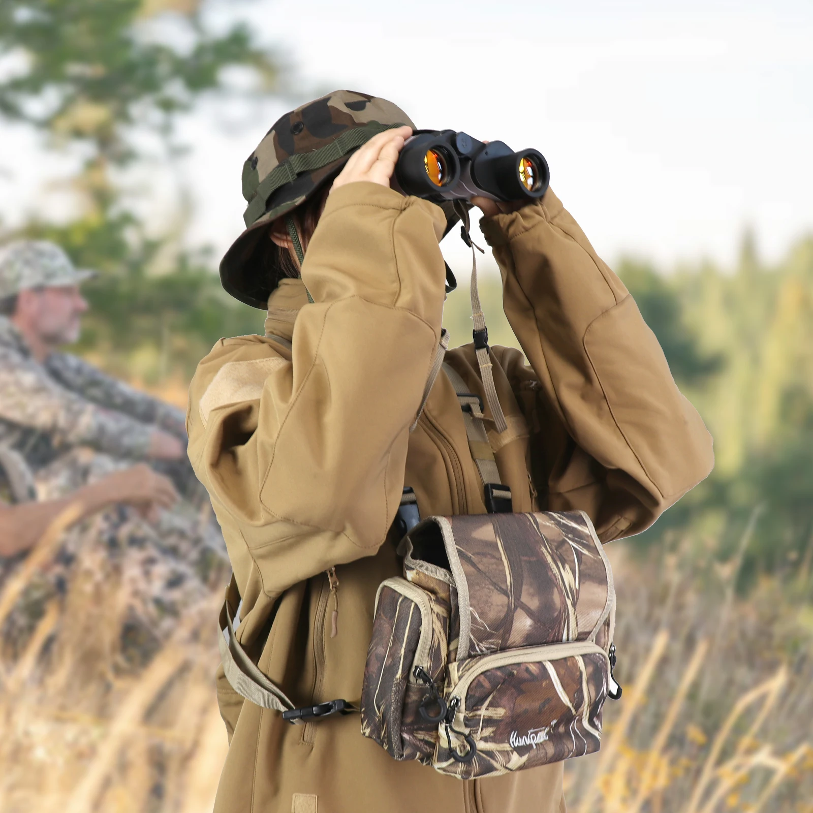 NEW Binocular Harness Chest Pack Camouflage Waterproof Bino Case with Range Finder Pocket for Birdwatching Hiking Hunting