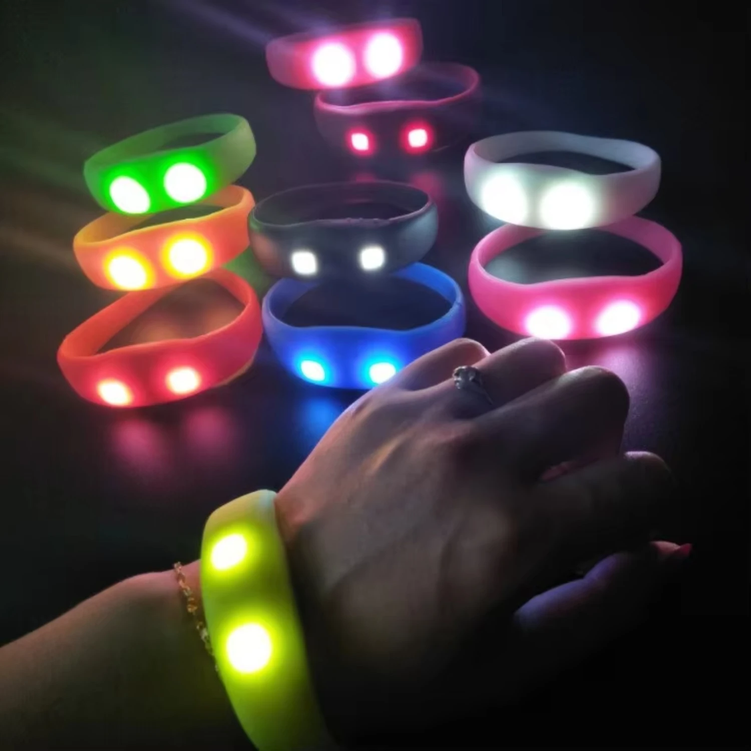 3pcs Noise Voice Activated LED Bracelet   LED Colors Wristbands For Concerts