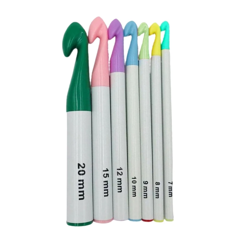7 Pieces Huge Plastic Handle Crochet Hooks Set Large Size 7mm-20mm Colorful Sweater Knitting Needles Yarn Weave Drop shipping