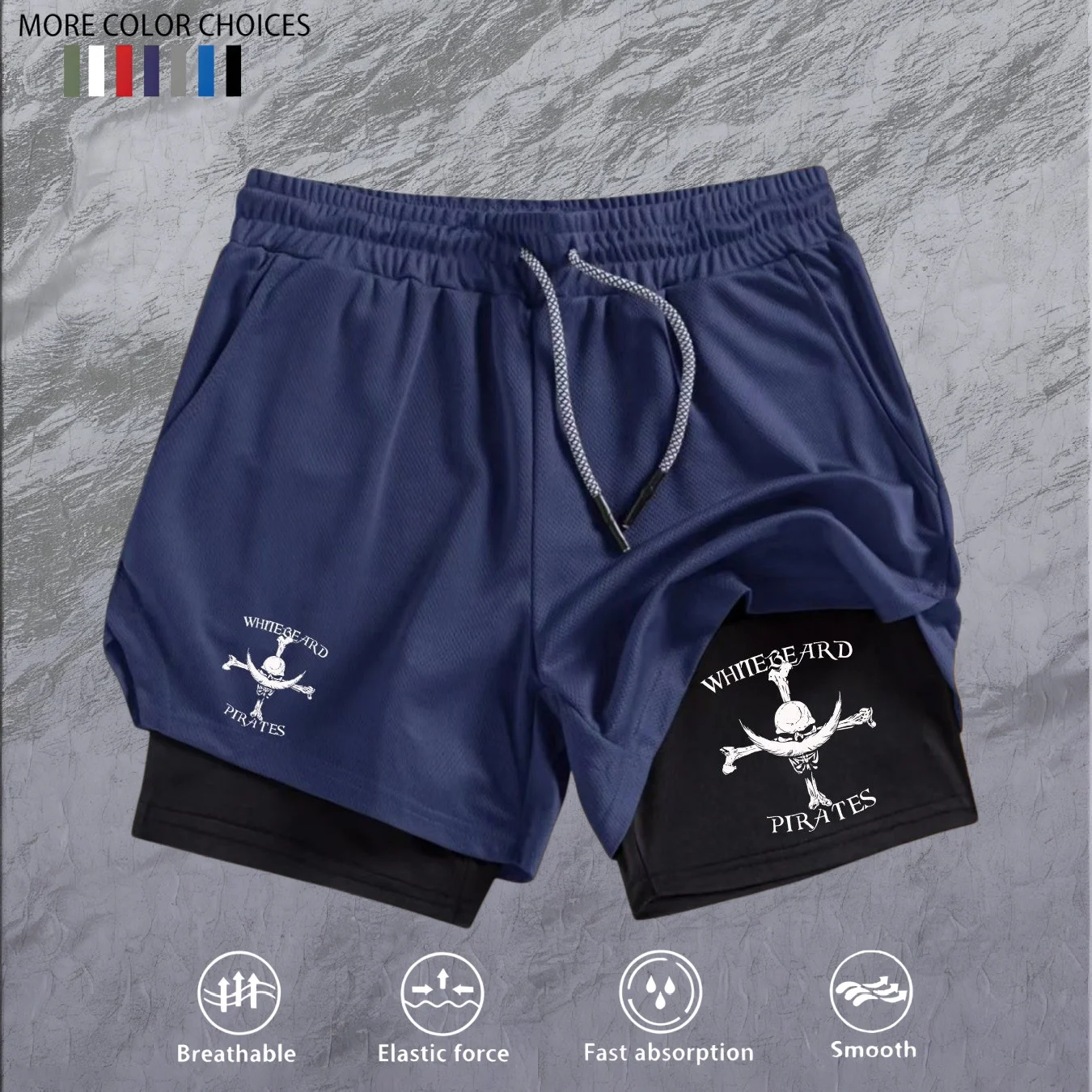 Print 2 in 1 Running Workout Shorts for Men Gym Performance Compression Shorts with Phone Pocket Towel Loop Athletic Activewear