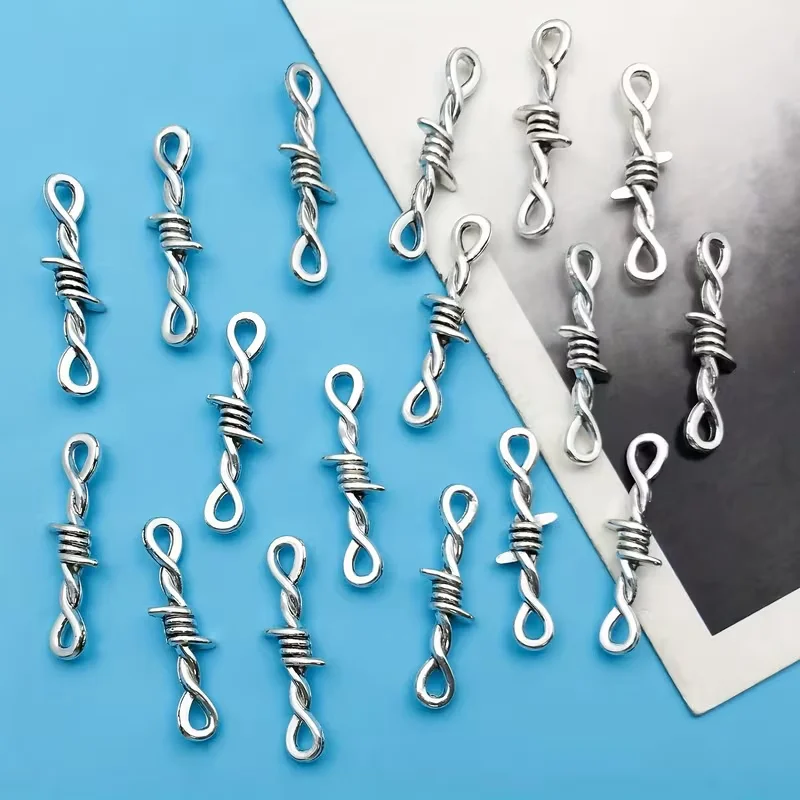 10/20/50 قطعة العتيقة فضي الشوك ربط Bramble الإبداعية Charms موصل القوطية المعلقات لصنع المجوهرات اليدوية #4