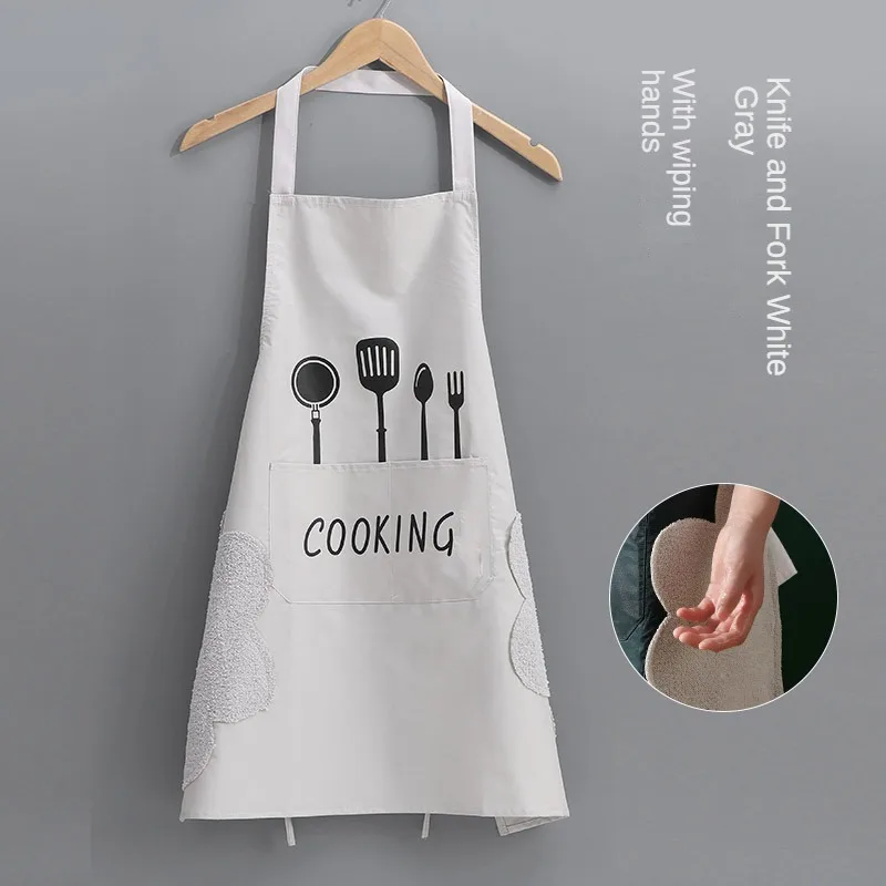 

Kitchen Apron Cooking Baking Oil-Proof Waterproof Hand-Wiping Big Pocket Apron Kitchen Household Cooking Waist Fashion Clothes