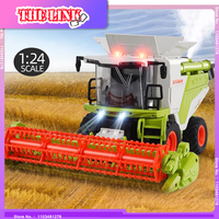 RC Farm Tractor Toy 2.4G Remote Control Combine Harvester Truck with Sounds Lights & Spray 1:24 High Simulation Toddlers Vehicle