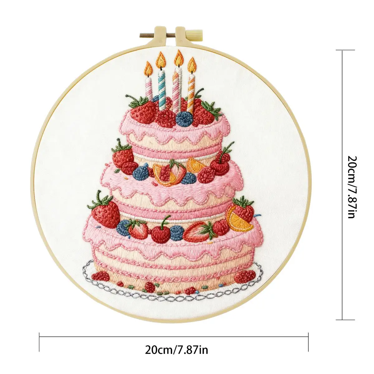 1 Stück 20X20CM/15X15CM 7,87/6,3 Zoll Großes Kuchen-Stickerei-Starter-Kit DIY-Kit DIY-Stickerei-Kit Handarbeiten Nadelkunst Nähkunst – Detail 2