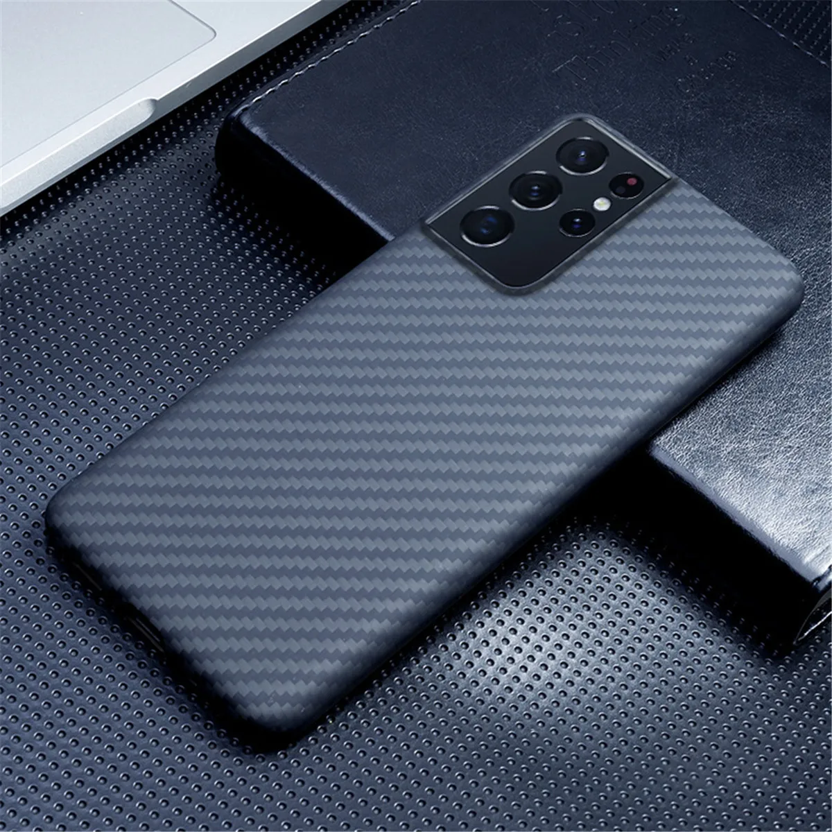 

Yidai-Silu Military Case Ultra-thin Carbon Aramid Fiber Sturdy Durable Anti-fingerprint Cover for Samsung Galaxy S23 22 21 Ultra