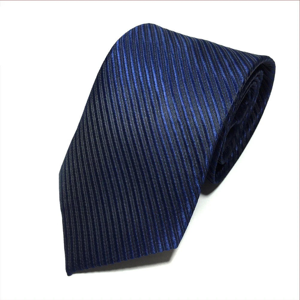 Corbata de seda de poliéster para traje de boda, corbata de seda de poliéster para fiesta, corbata delgada negra, corbata de rayas gris oscuro, corbata de moda