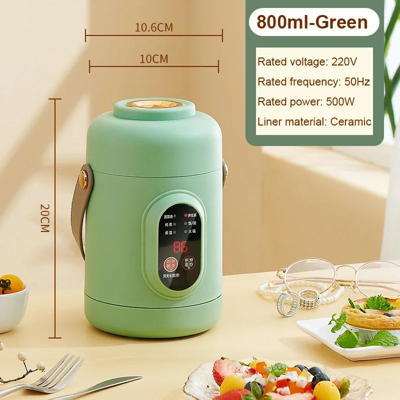 Portable Mini Kettle Rice Cooker Lunch Box Food Steamer Soup Stew Slow Cooking Pot Porridge Noodles Pasta Heater Hotpot