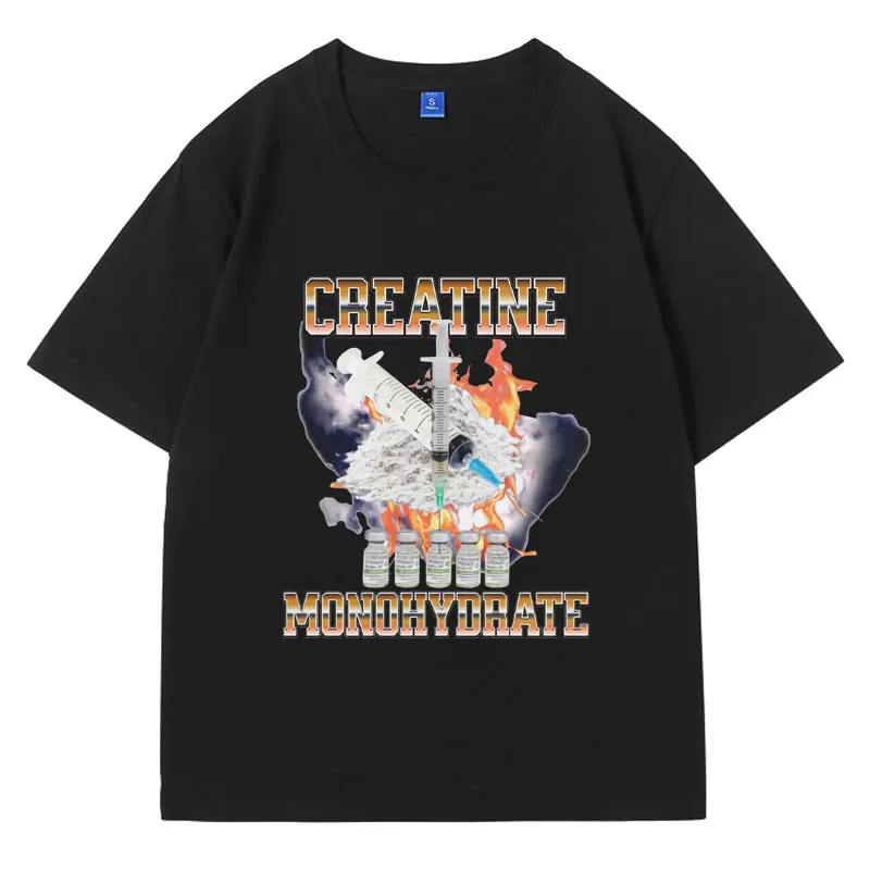 Unique Creatine Monohydrate Funny T-shirt 2024 New Summer Comfort Cotton T Shirt Trend Oversized T-shirts Men Women's Tshirts