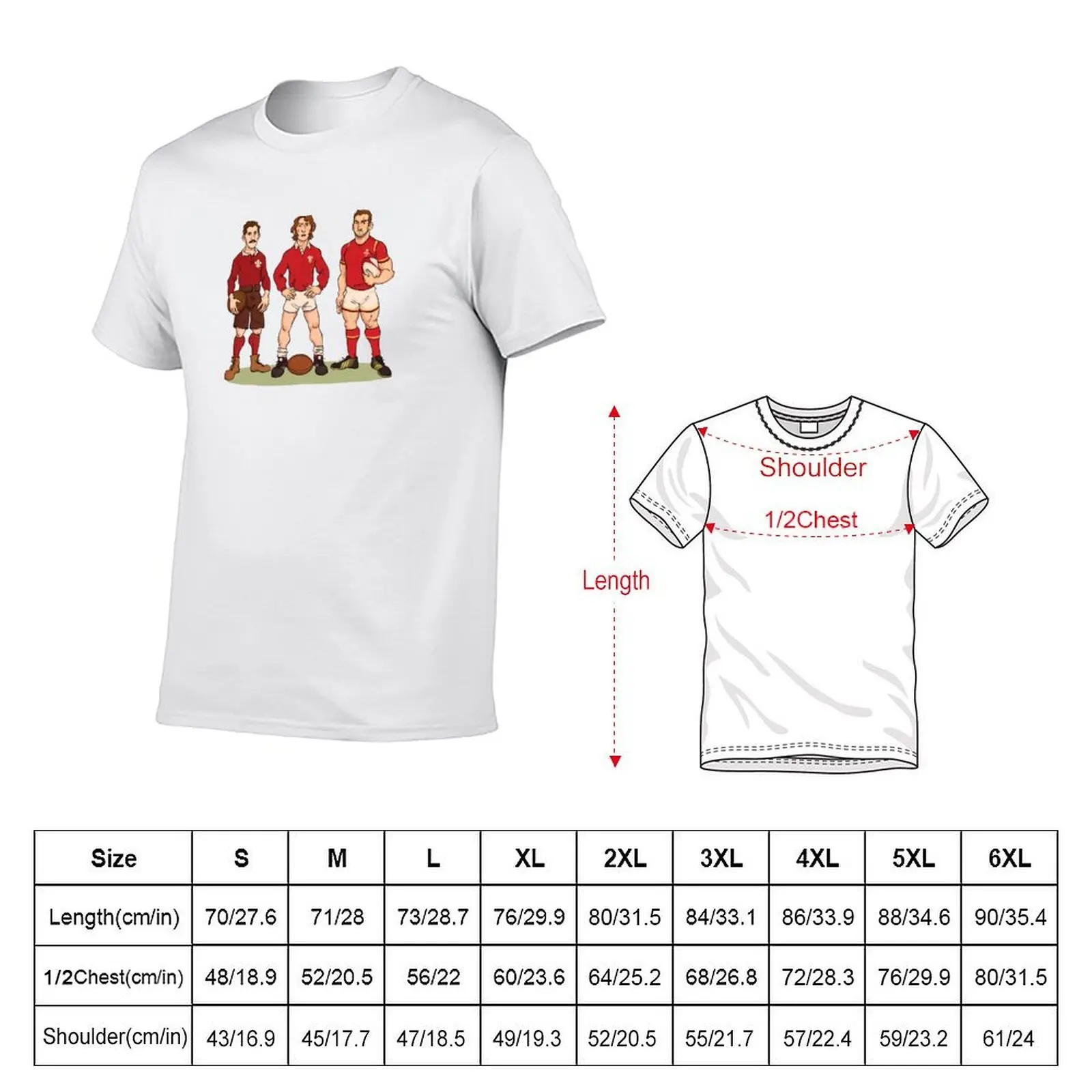 The 1988 Range: Welsh rugby icons Arthur Gould (19th Century), JPR Williams (20th Century) and Sam Warburton (21st Centu T-Shirt