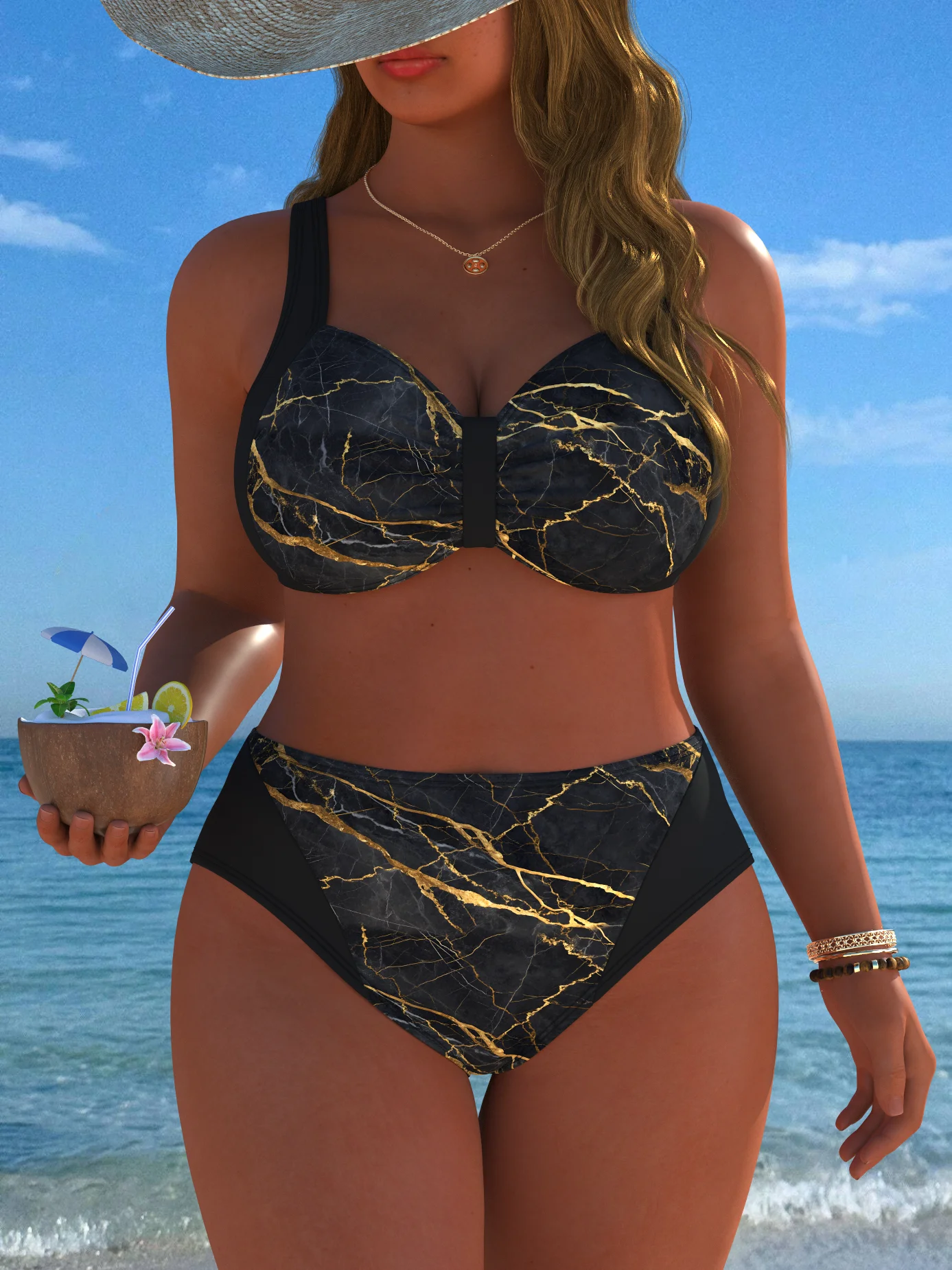 Nuevo Bikini de Dos Piezas Sexy y de Lujo para Mujer, Traje de Baño Moderno de Talla Grande, Ropa de Playa para Vacaciones de Verano y Viajes