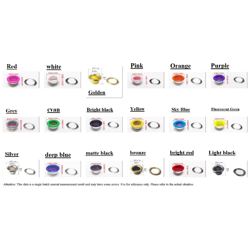 6mm Multicolor Rivet Eyelets Grommet Ring With Washer For DIY Leathercraft Scrapbooking Shoes Belt Cap Bag Tags Clothes