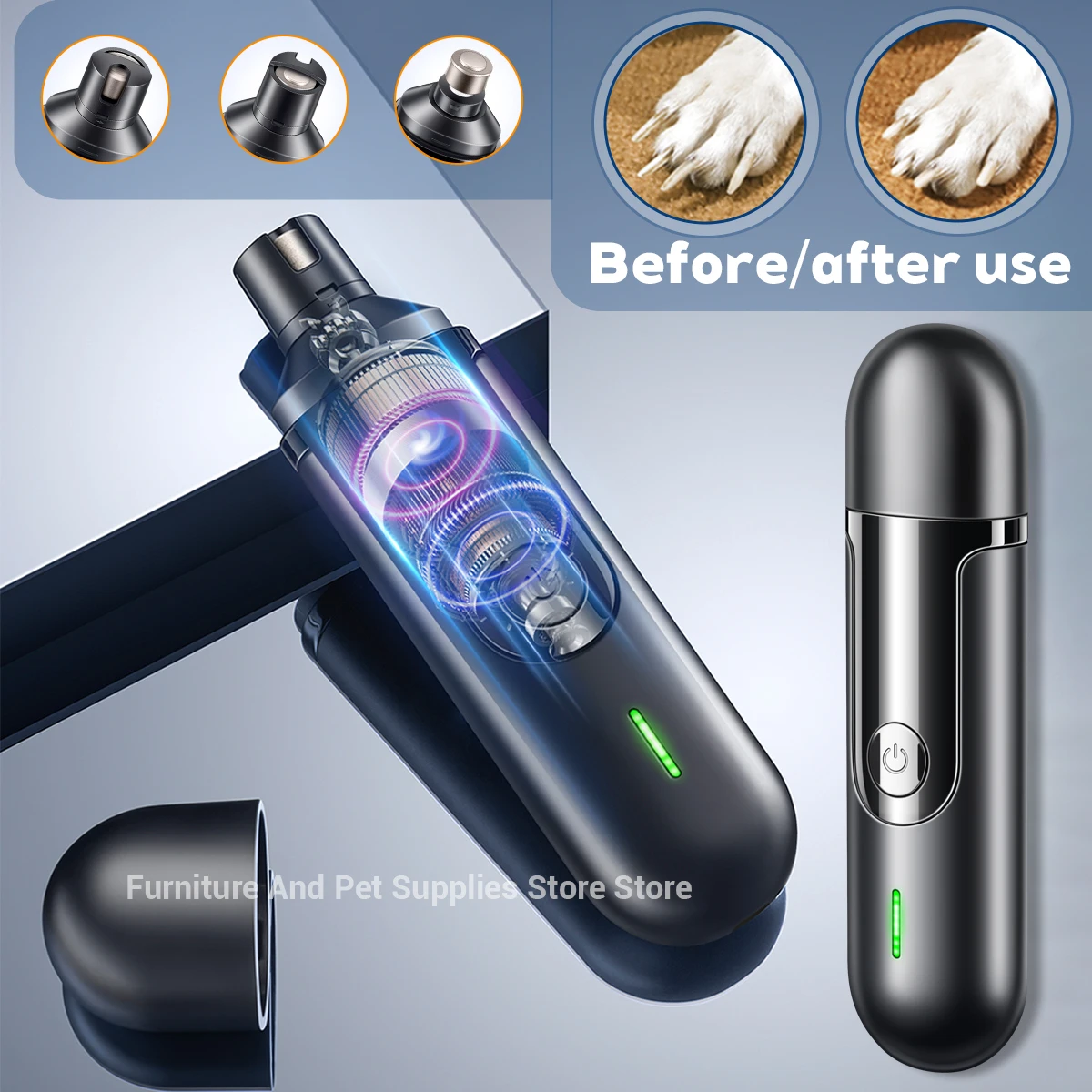 الكهربائية الكلب طاحونة الأظافر الحيوانات الأليفة مسمار المقص USB قابلة للشحن الحيوانات الأليفة مسمار قادين غير مؤلم مع عجلة الملمع للحيوانات الأليفة الصغيرة/الكبيرة