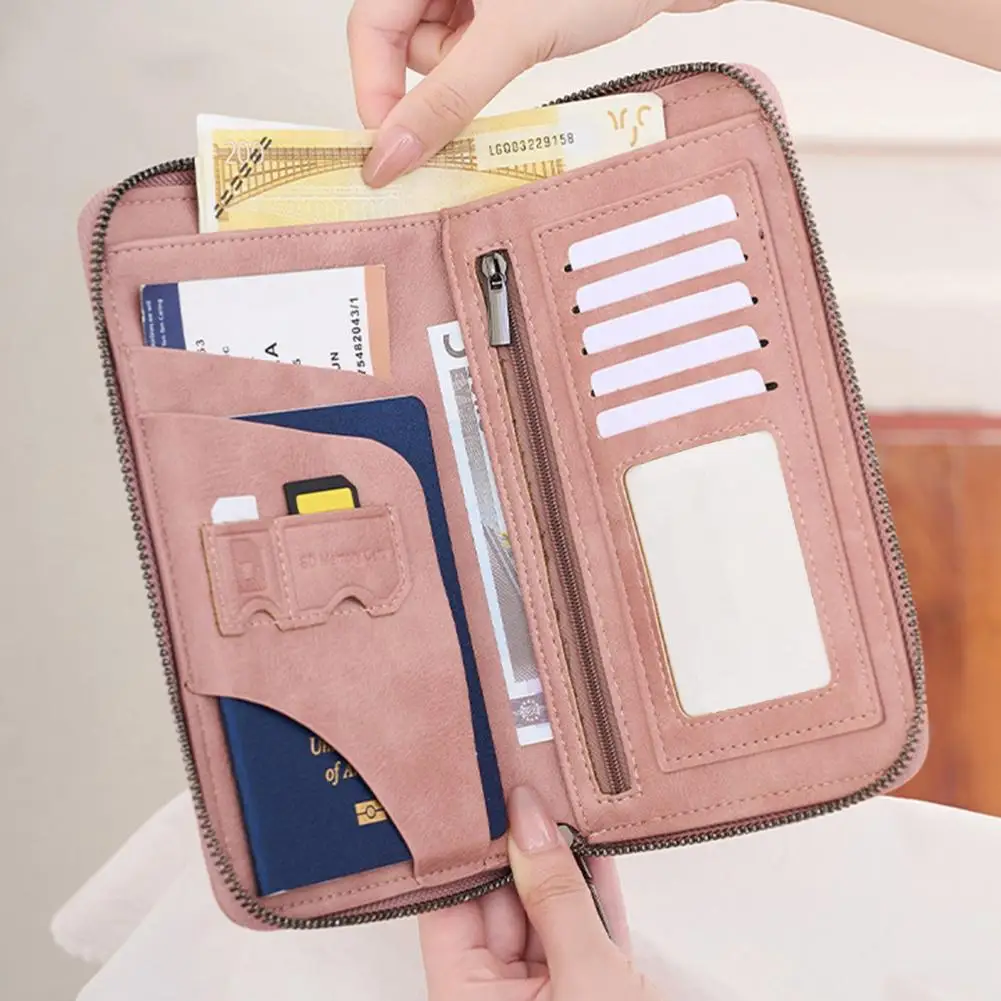 

Дорожный кошелек с защитой от RFID, на молнии, органайзер для документов, держатель для карт с ремешком на запястье для мужчин и женщин, размер S
