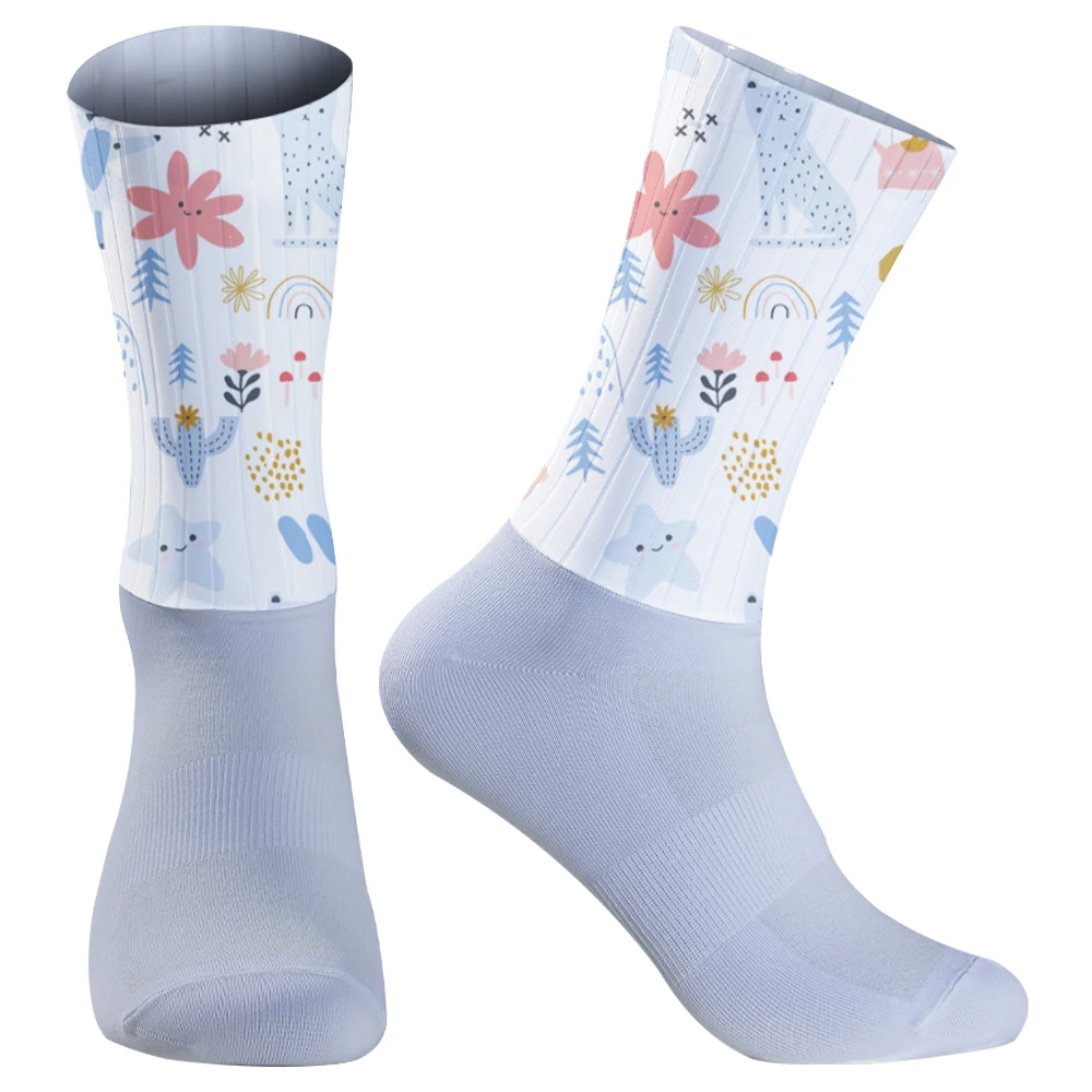 Chaussettes en silicone coordonnantes sans couture pour le cyclisme, chaussettes d'équipe professionnelle, chaussettes de sport en plein air, chaussettes de vélo, nouveau, été, 2024