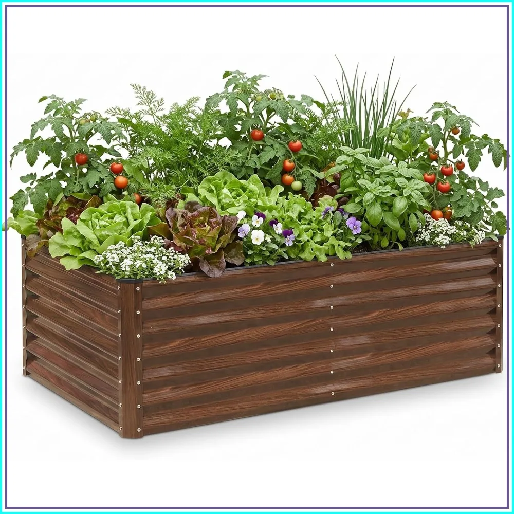 Large 6x3x2FT Galvanized Raised Garden Bed, Metal Planter Box for Vegetables Flowers, Outdoor Steel Kit