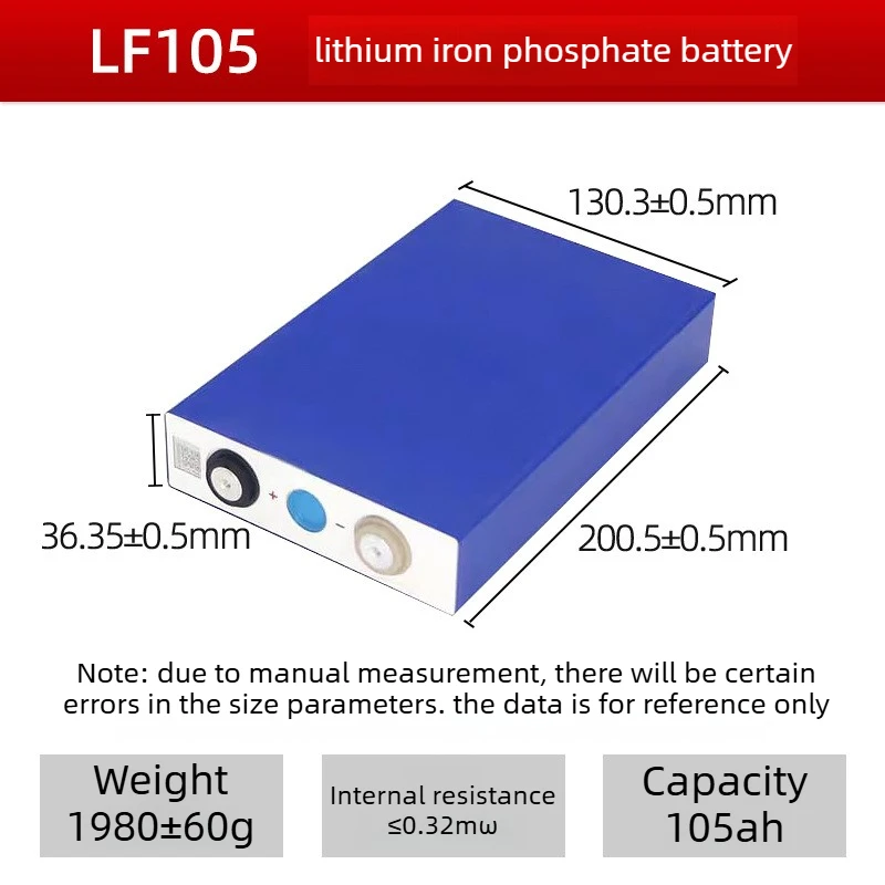 New LiFePO4 Battery 3.2V 105Ah Rechargeable Large Capacity 10000 Cycles for DIY 12V 24V 48V RV EV Vessels Golf Cart in Stock